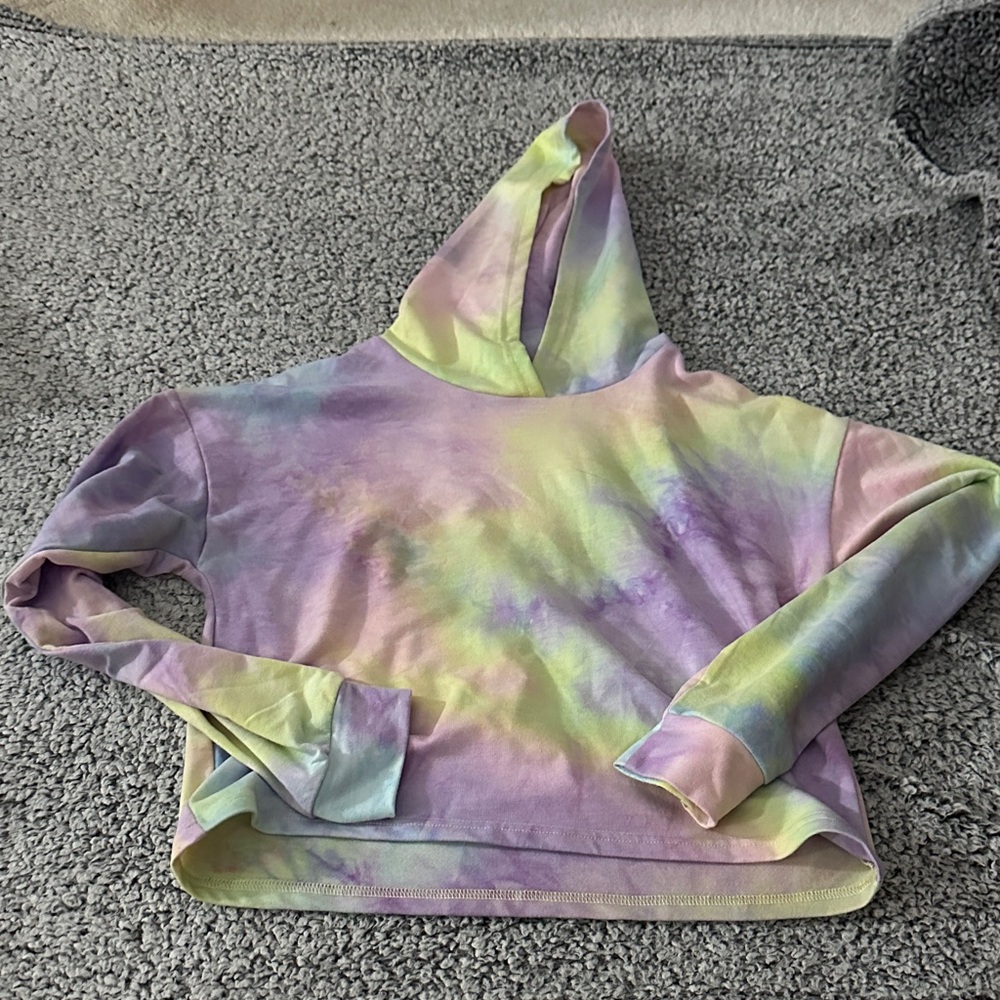Kids Tie-Dye Cropped Hoodie in Pastel Colors